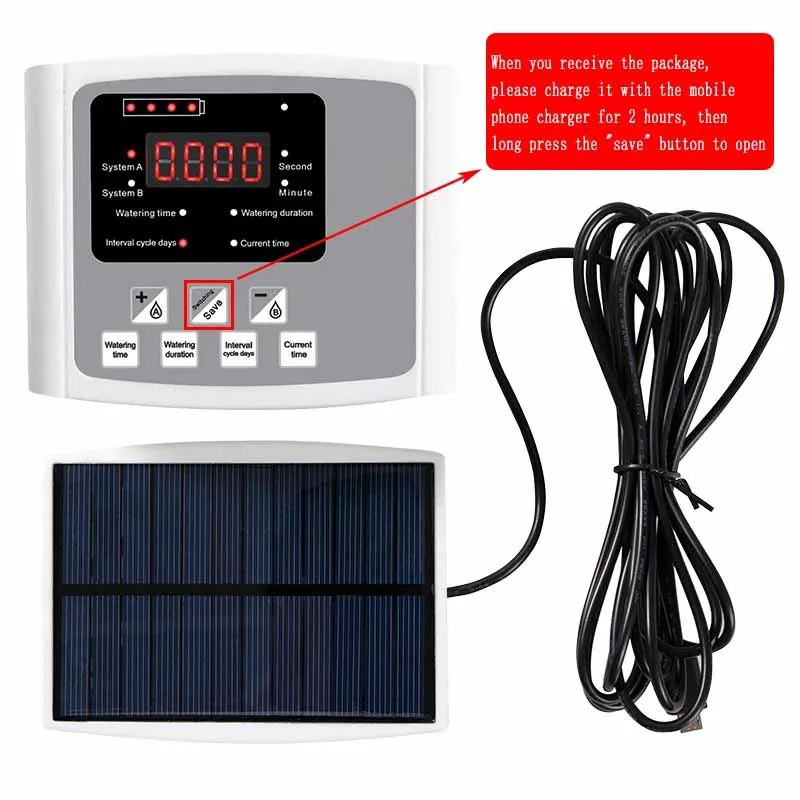 Dispositivo de riego por goteo para jardín, sistema de temporizador con controlador de doble bomba, dispositivo de riego automático inteligente de energía Solar para plantas