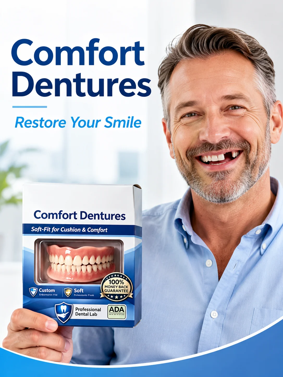 2026 Mejores Dentaduras Postizas de Silicona, Dentaduras Postizas Cómodas, Juego Completo, Naturales sobre las Encías, para Dientes Defectuosos, Removibles, Recupere la Confianza