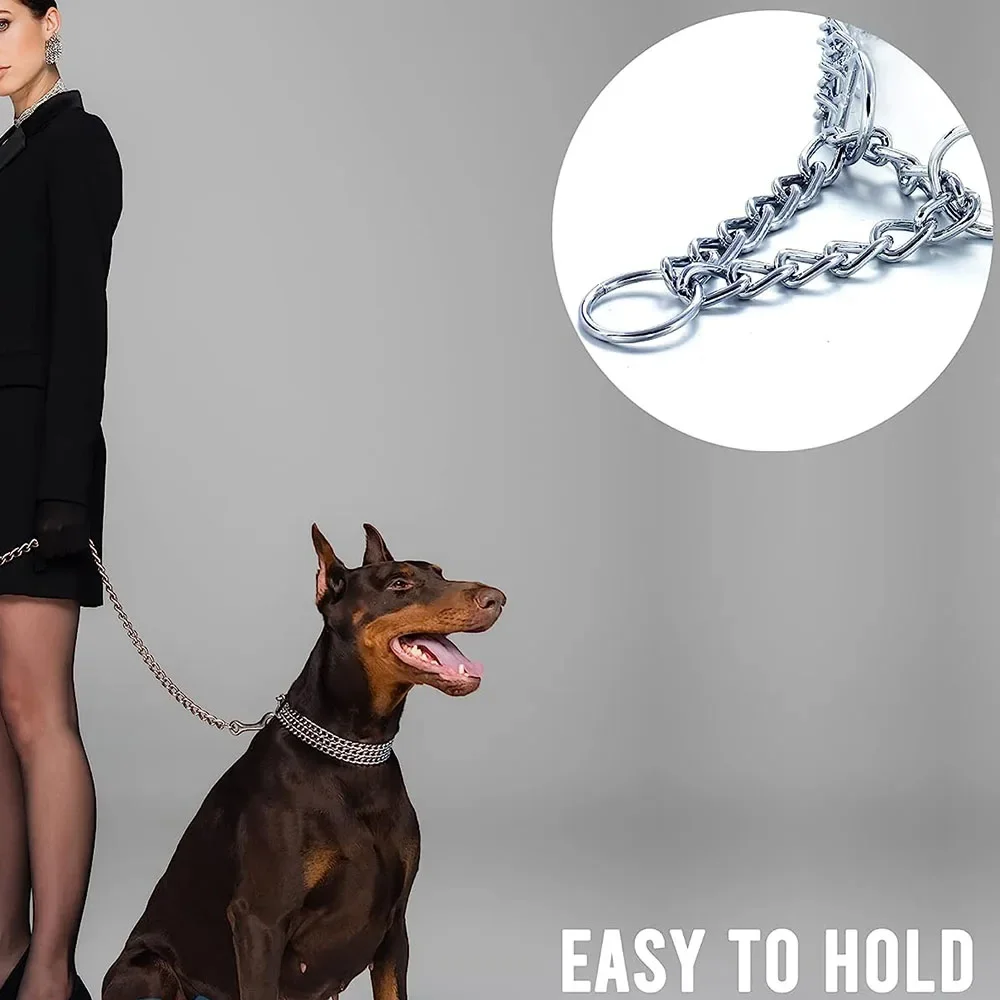 Collar de cadena para perro fuerte, cadena de Triple fila a prueba de masticar, Collar para caminar ajustable, Collar de perro de enlace cubano de Metal