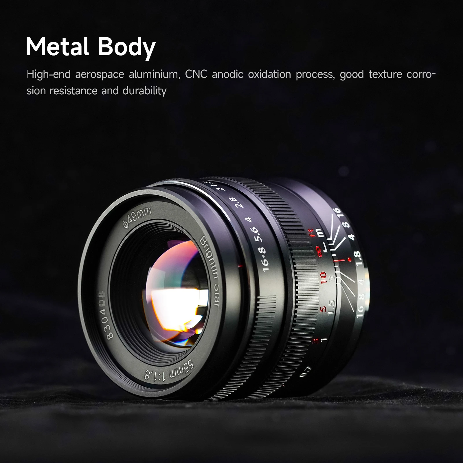 Lente Brightin Star de 55 mm F1.8 de fotograma completo con gran apertura y enfoque manual para cámaras sin espejo Canon RF, Sony e, Nikon Z, R6, R8, A7R, ZFC