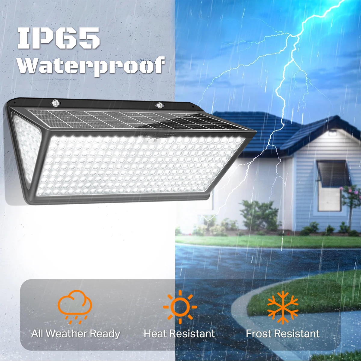 Lámpara Solar de pared superbrillante, luces solares para exteriores, luces de inundación alimentadas por energía Solar con 3 modos IP65, resistente al agua para exteriores, patio y calle