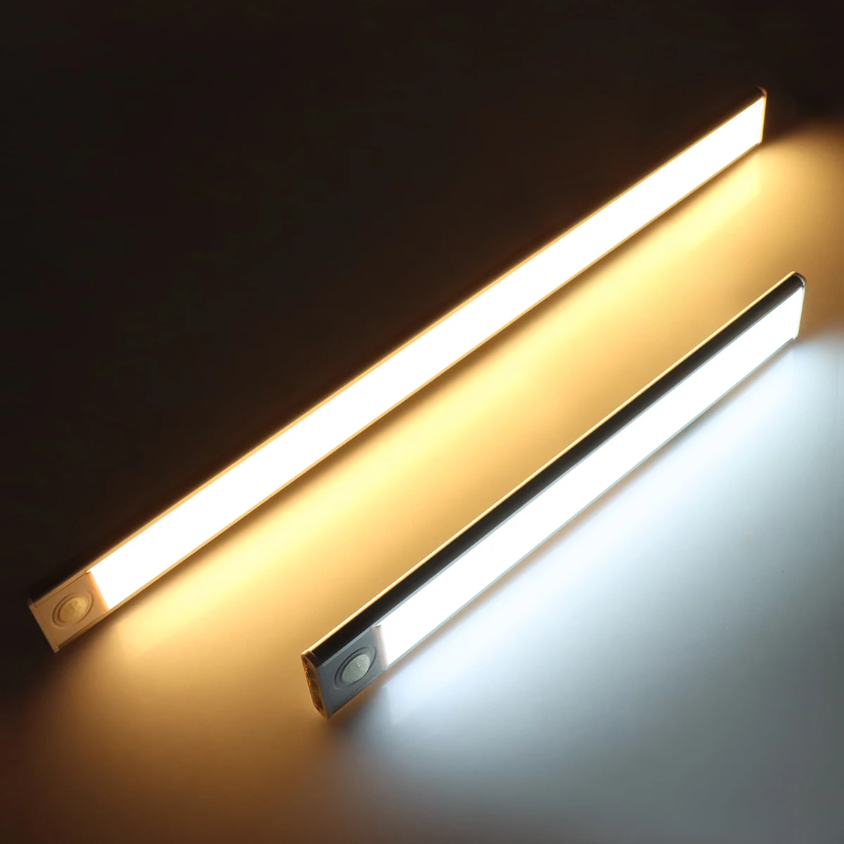 Barra de luz LED recargable por USB, batería de alta capacidad, Sensor de movimiento de aluminio, tira magnética para escaleras, armario, lámpara de noche