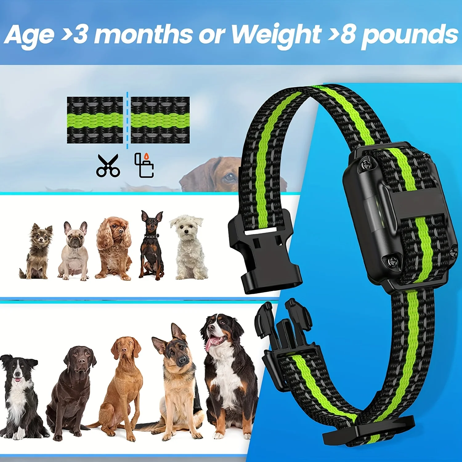 Collar de choque para perros con control remoto, Collar eléctrico de entrenamiento para perros, Recargable impermeable, Collar de choque para perros con luz LED, pitido, Vibra