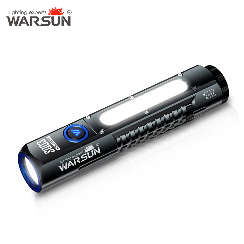 Warsun-linterna LED potente, linterna recargable multifuncional para exteriores, linterna portátil, lámpara de mano con imán