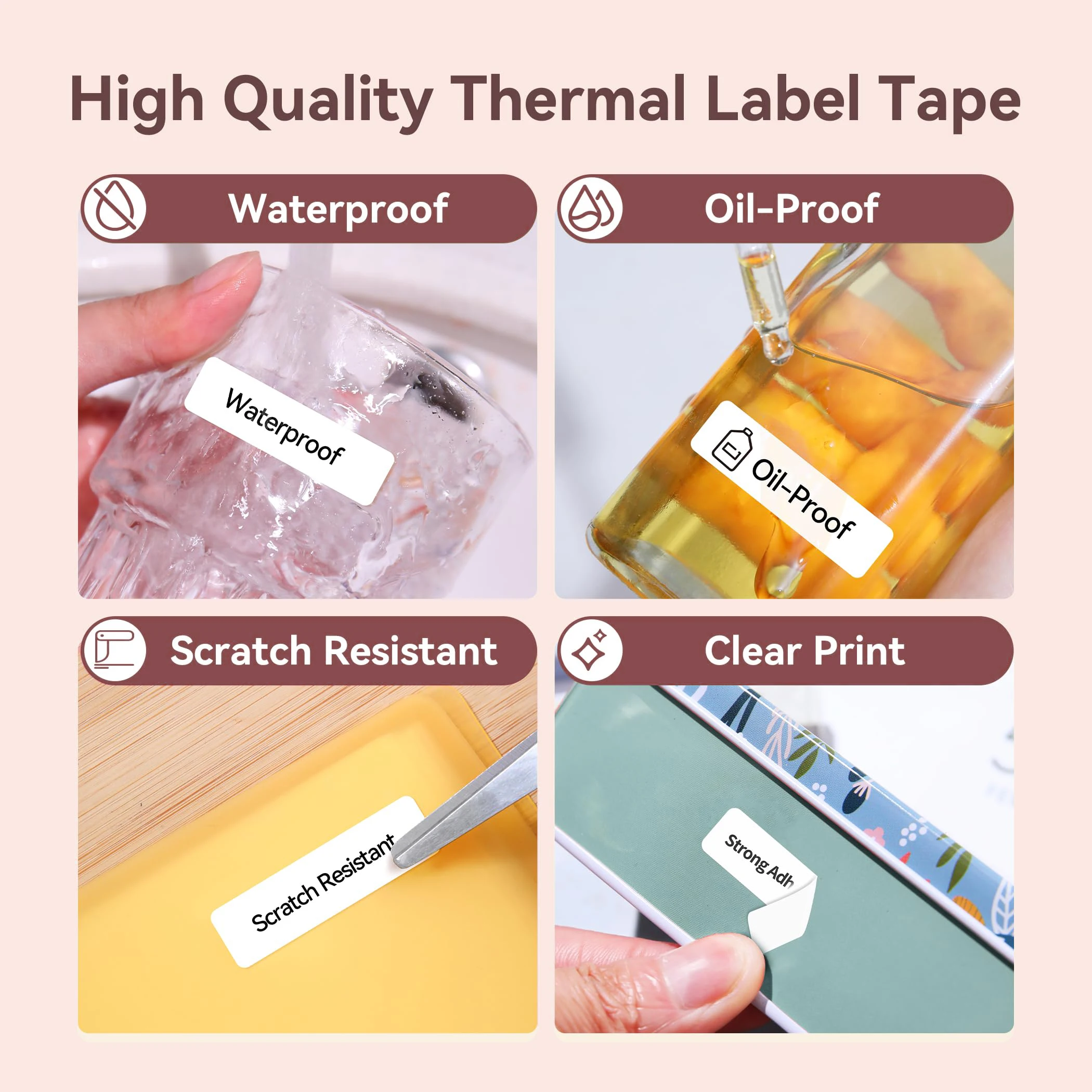 Papel para Impresora de Etiquetas Niimbot D110 D11, Etiqueta Adhesiva Transparente Resistente al Agua y al Aceite, Etiqueta de Color Puro, Papel Adhesivo Térmico