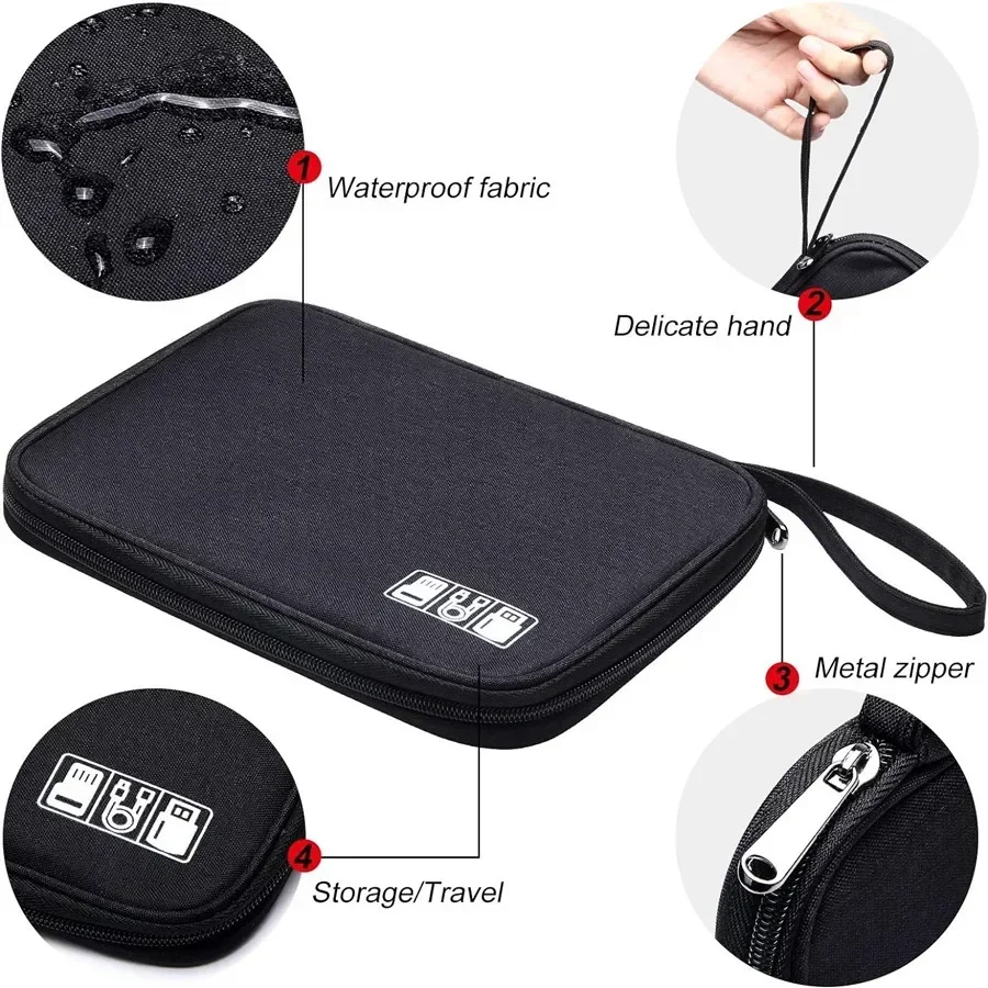 Cubo de embalaje de viaje Digital multifuncional, bolsas de almacenamiento de cables de datos para disco duro móvil, ahorro de espacio, bolsa organizadora de objetos pequeños