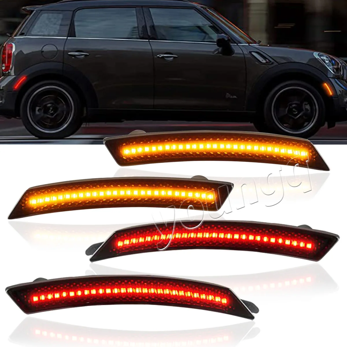 Luces LED de posición lateral, color rojo ámbar, para Mini Cooper R55 R56 R57 R58-R60, 2 unidades