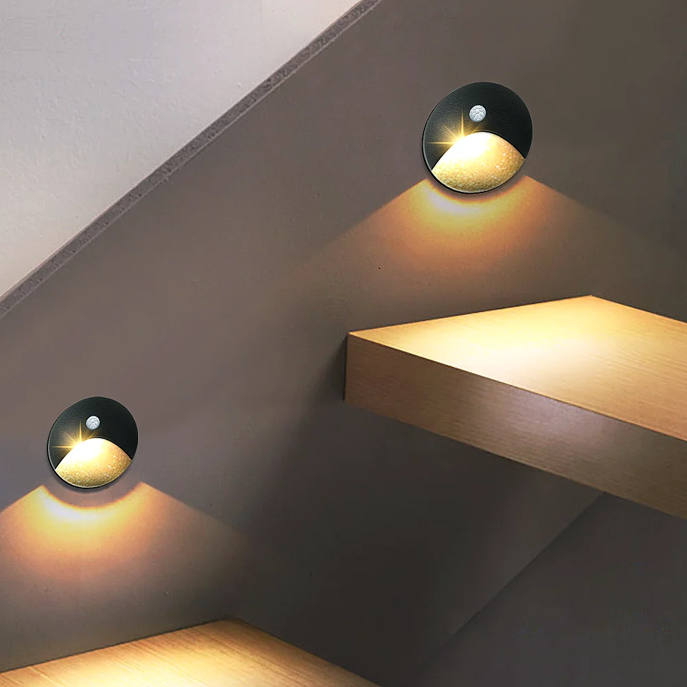 SANDIY Iluminación exterior LED Sensor incrustado Lámparas de pared Impermeable Exterior Luz de noche Footlight+60mm Caja para Stair&Step Jardín Yard Cubierta Iluminación Porche Puerta Exterior Lámparas Sconce