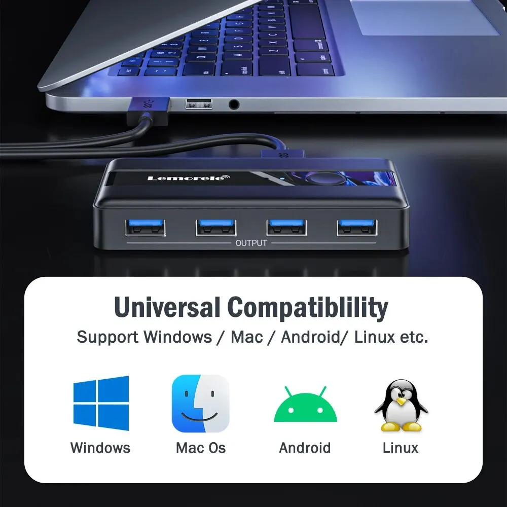 Adaptador de interruptor USB KVM 3,0, conmutador USB, 2 entradas, 4 salidas, conmutador KVM, afilador de impresora para teclado de ordenador
