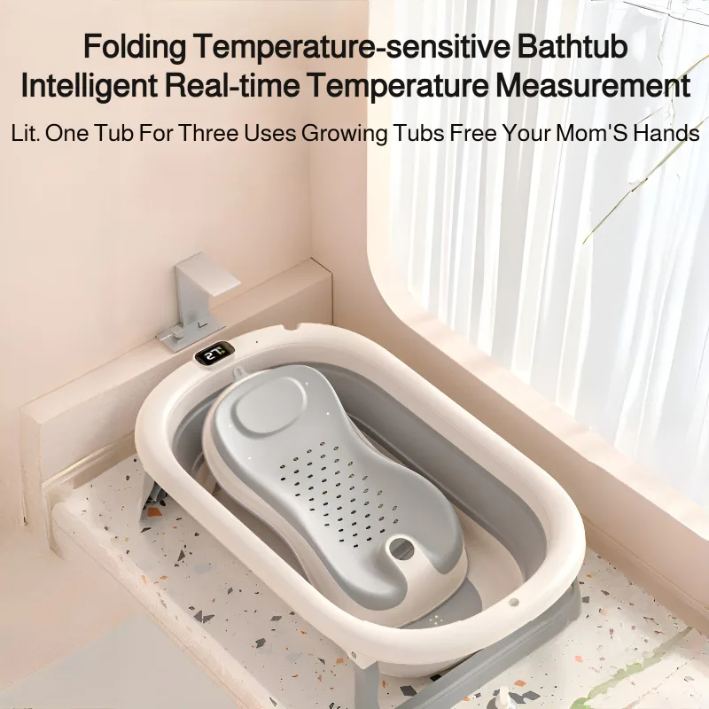 Bañera Plegable para Bebés, Solución de Baño Segura y Portátil para Bebés y Niños Pequeños, Apta para 6-12 Meses, Fácil de Usar