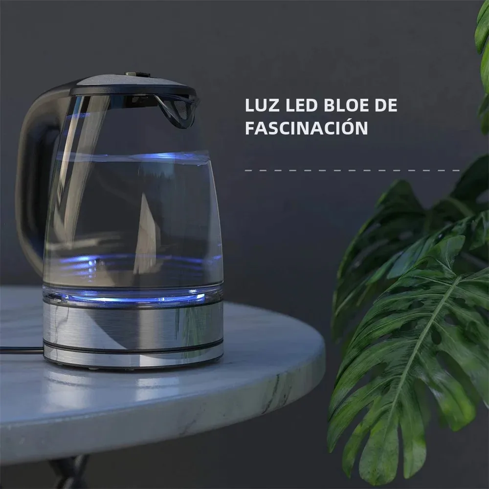 DEVISIB Hervidor eléctrico de vidrio, ebullición rápida de 2200 W, control de temperatura, mantener caliente las 4 horas, tetera de 2,0 L y caldera de agua caliente