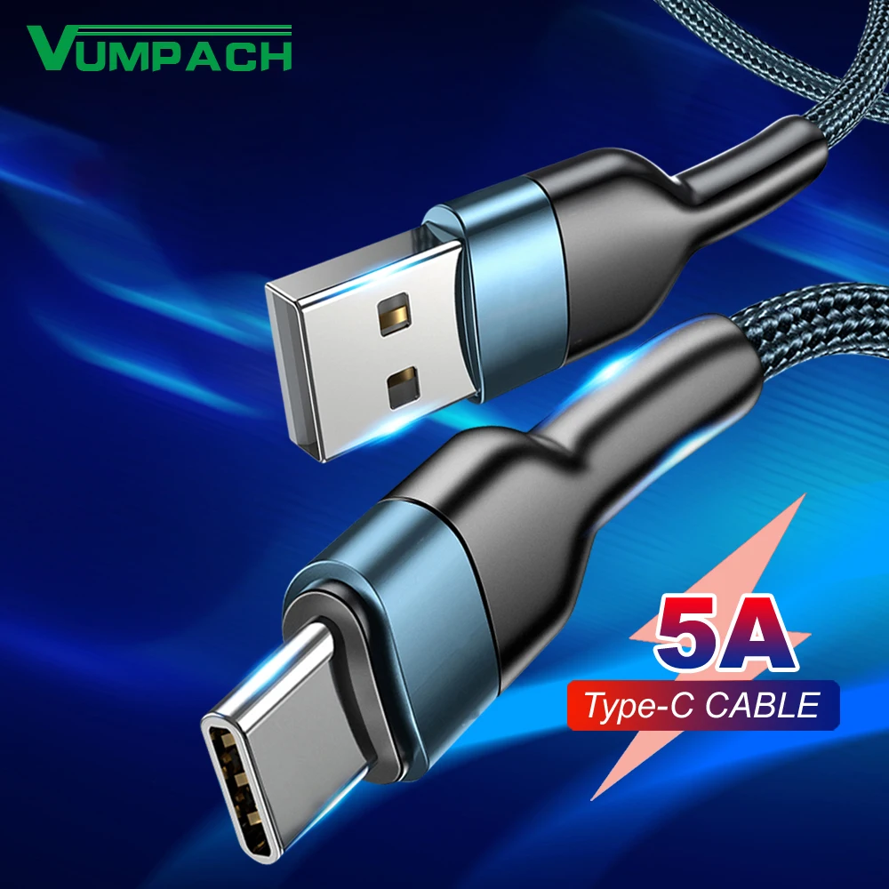 Cable USB tipo C 5A para Samsung S10 S20 Xiaomi mi 11, Cable USB C de carga rápida para teléfono móvil, cargador tipo C, Cables huawei