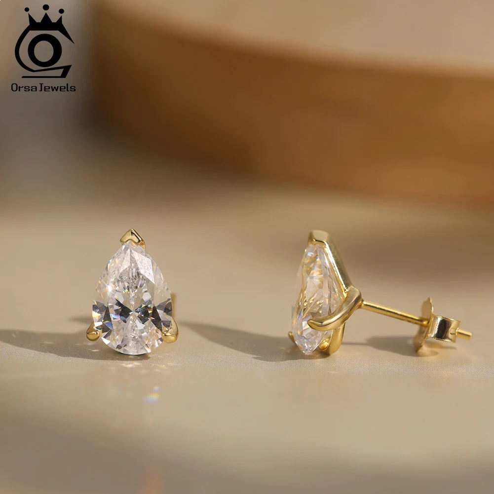 ORSA JEWELS Pendientes de circonita cúbica 8A 100% Plata de Ley 925 brillante CZ hipoalergénico Pendientes de circonita diarios LZE02