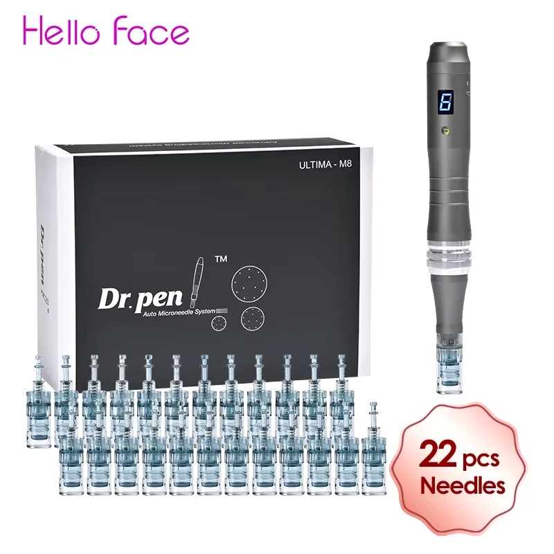 Dr. Pen Ultima M8 con 22 cartuchos, kit inalámbrico de microagujas MTS Derma, máquina de belleza para uso profesional, longitud de la aguja 0.25 mm