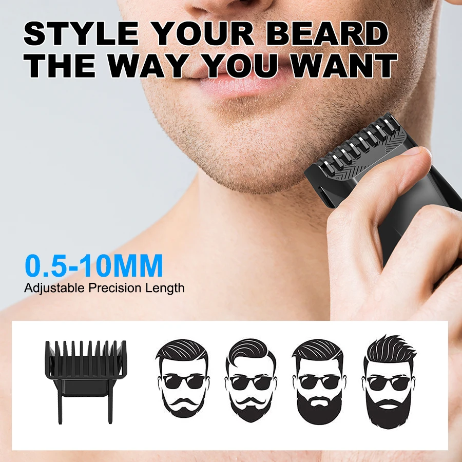 Recortadora de Barba para Hombre, Recortadora con Dial de Precisión - Afeitadora Facial - 20 Ajustes de Longitud, Recortadora Impermeable para Uso en Seco/Húmedo