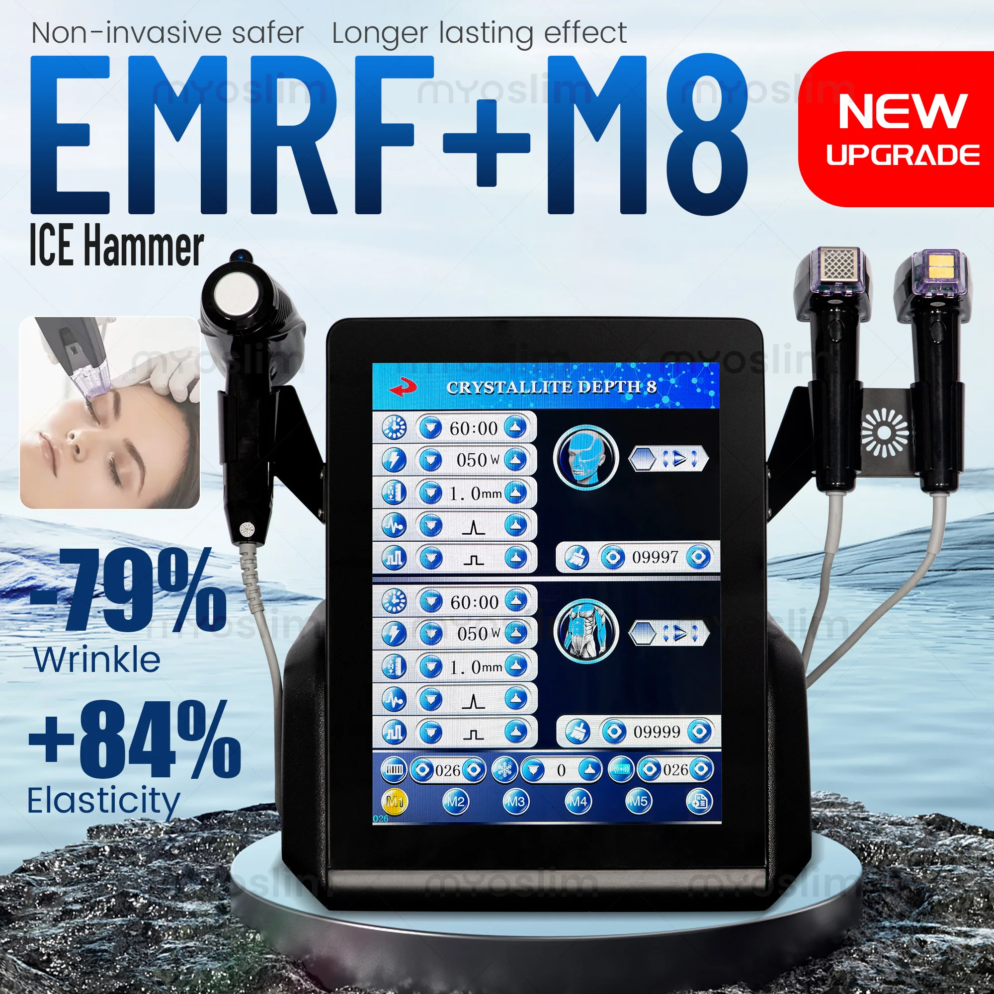 Máquina de Microagujas RF 3 en 1 Crystallite Depth 8 con ICE – Reafirmación Facial y Corporal, Tratamiento de Arrugas y Cicatrices de Acné