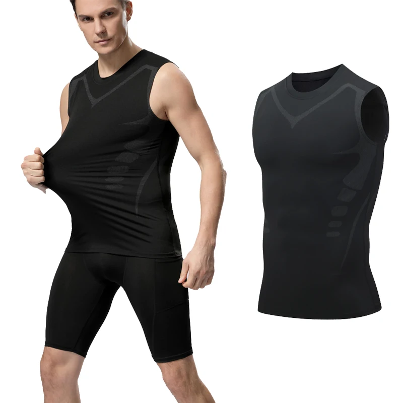 Camiseta sin mangas de compresión para hombre, camiseta de gimnasio sin mangas con estampado de secado rápido, ropa deportiva para hombre, chaleco de culturismo para Fitness, Top muscular de entrenamiento