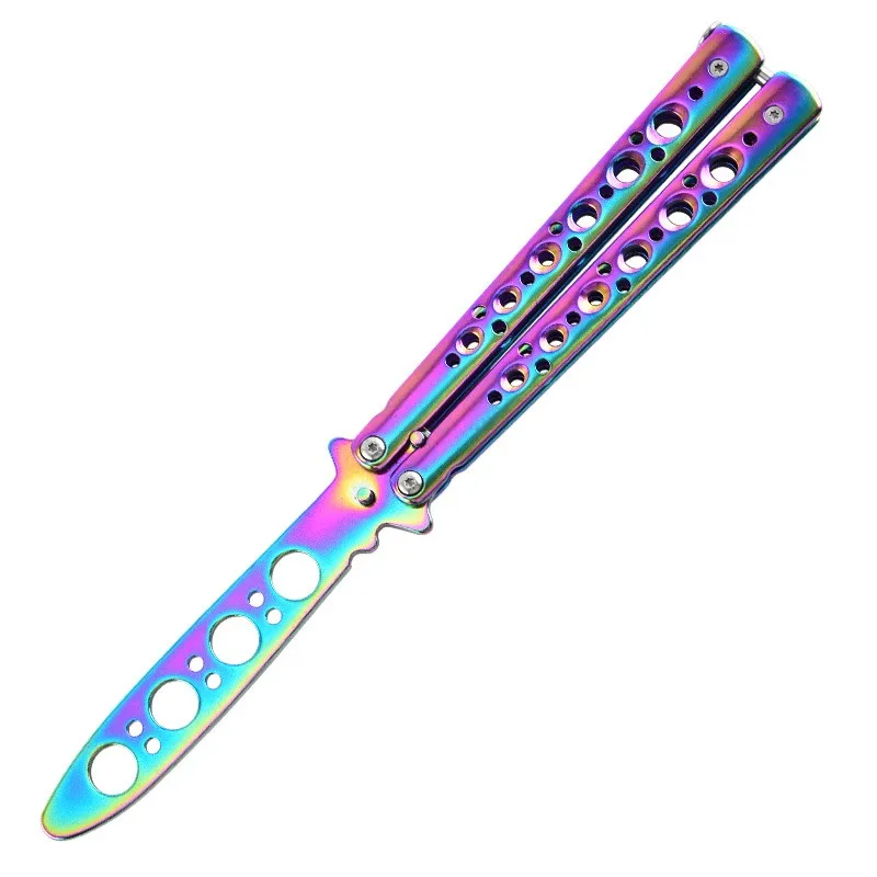 Cuchillo Mariposa Plegable Sin Afilar, Entrenador de Bolsillo Portátil de Acero Inoxidable, Herramienta de Entrenamiento para Juegos al Aire Libre, 1 Cuchillo Plegable