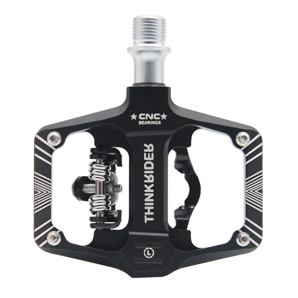 ThinkRider Pedal de bloqueo de bicicleta 2 en 1 con tacos gratis para sistema SPD MTB Road accesorios de bloqueo de rodamiento sellado antideslizante de aluminio