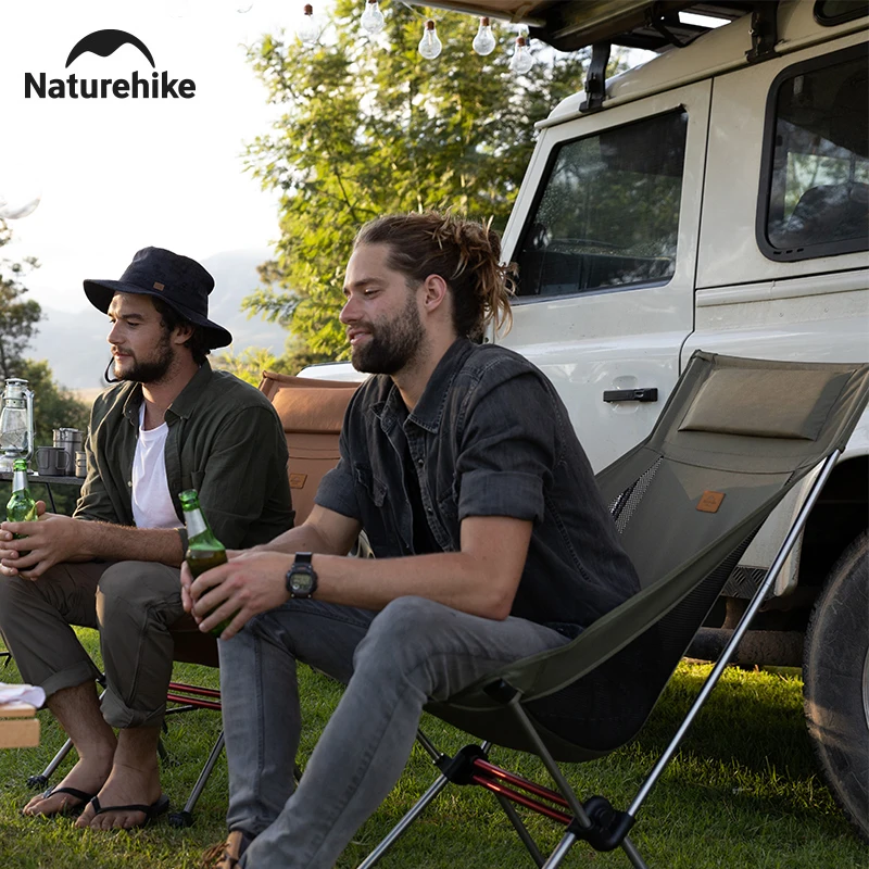Silla Naturehike Camping Moon, silla plegable ultraligera con respaldo alto, mecedora portátil de carga de 120Kg para viajes, silla para pescar al aire libre