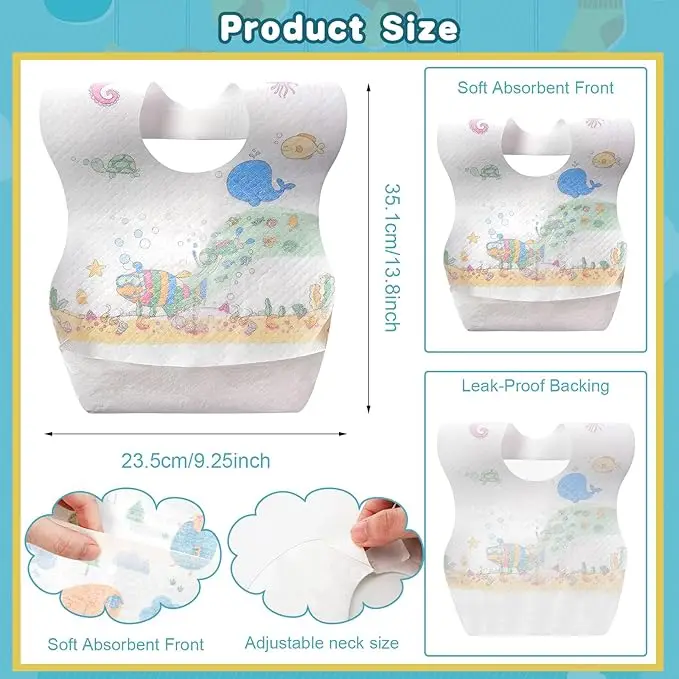 20-200 Baberos Desechables para Bebé, Envueltos Individualmente, Impermeables, Recogedor de Comida para Niños Pequeños, Niñas y Niños