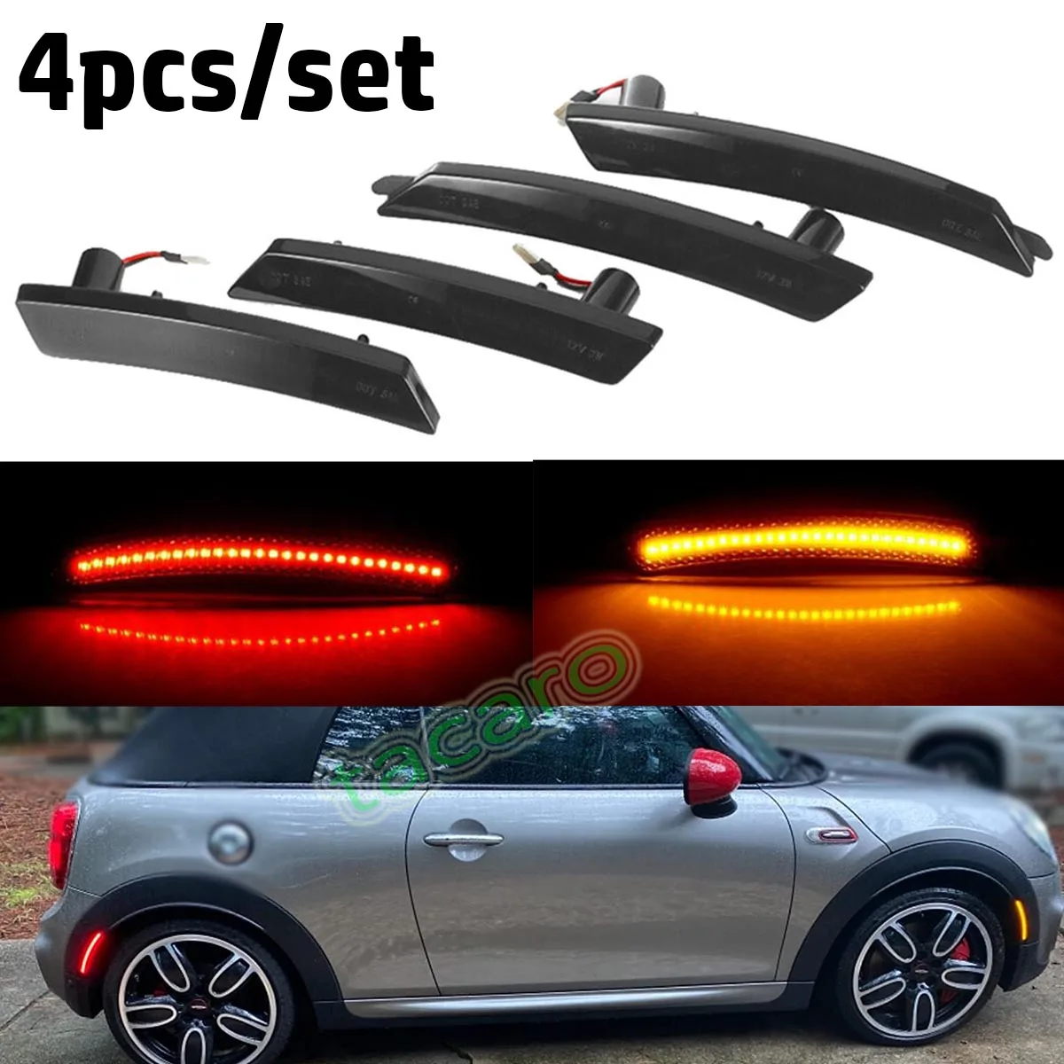 Luces LED de posición lateral, color rojo ámbar, para Mini Cooper R55 R56 R57 R58-R60, 2 unidades