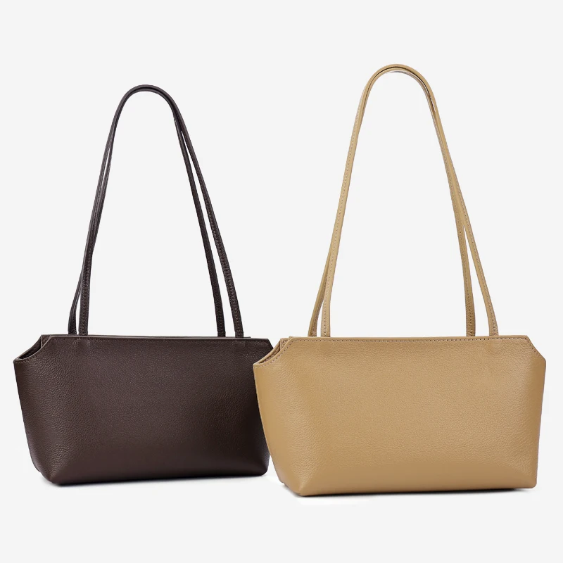 Bolso de Hombro Mini de Cuero Genuino de Vaca para Mujer, Bolso de Mano con Correa Larga de Cuero Granulado, Bolso Minimalista para Uso Diario