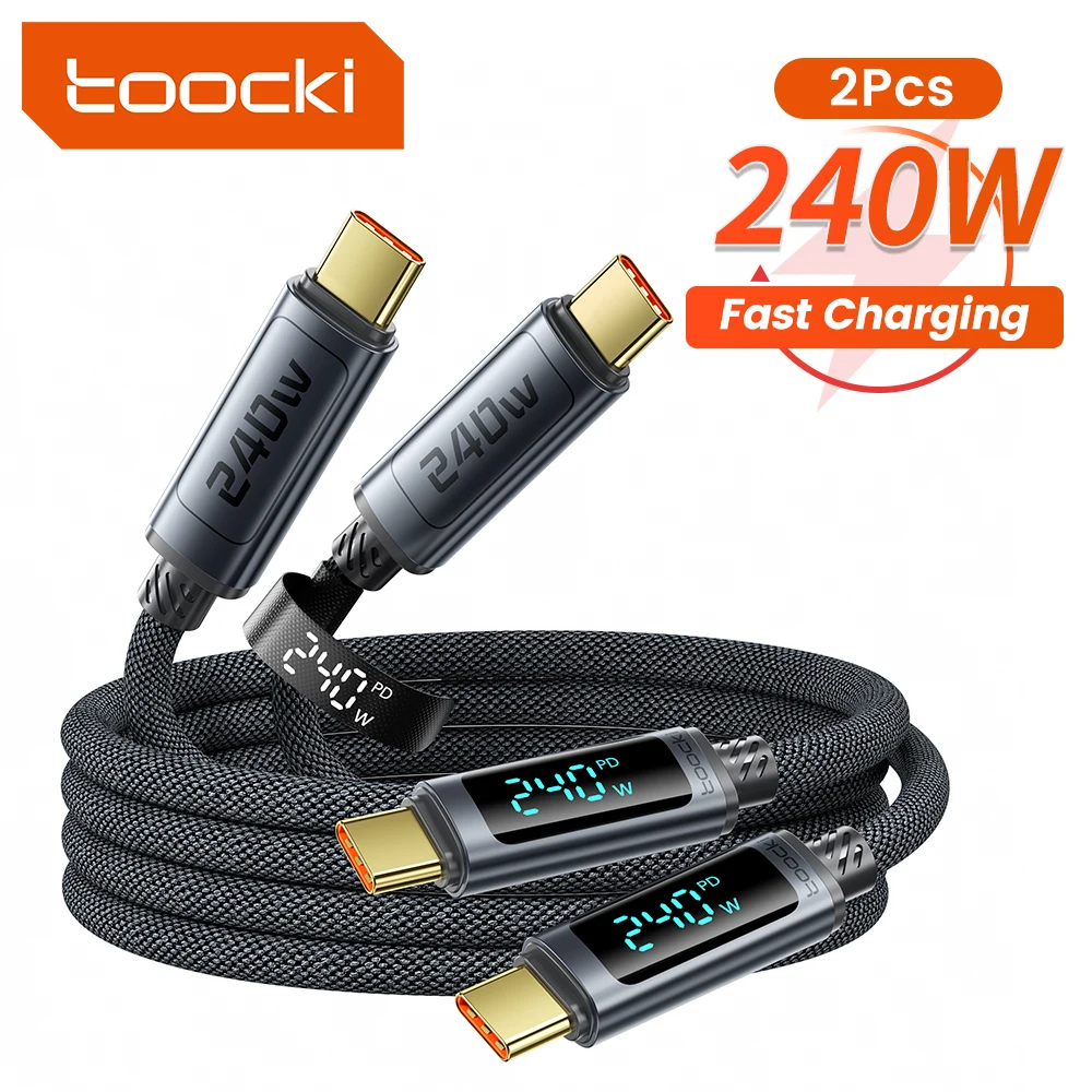 Toocki-Cable USB C PD 3,1 de 240W, supercarga tipo C a tipo C, Cable de pantalla para iPhone 15 16 Pro Max Xiaomi Samsung S23 Macbook
