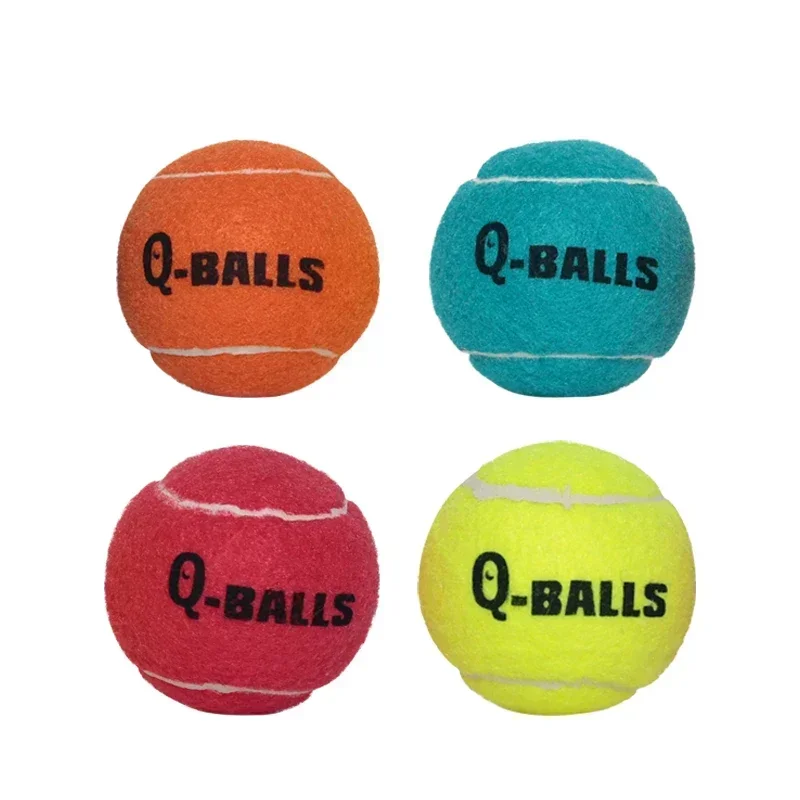 Juego de juguetes para perros Q-MONSTER, pelotas para masticar con chirrido de goma Natural de pared gruesa para perros, tenis, pelotas hinchables interactivas para entrenamiento, paquete de 4
