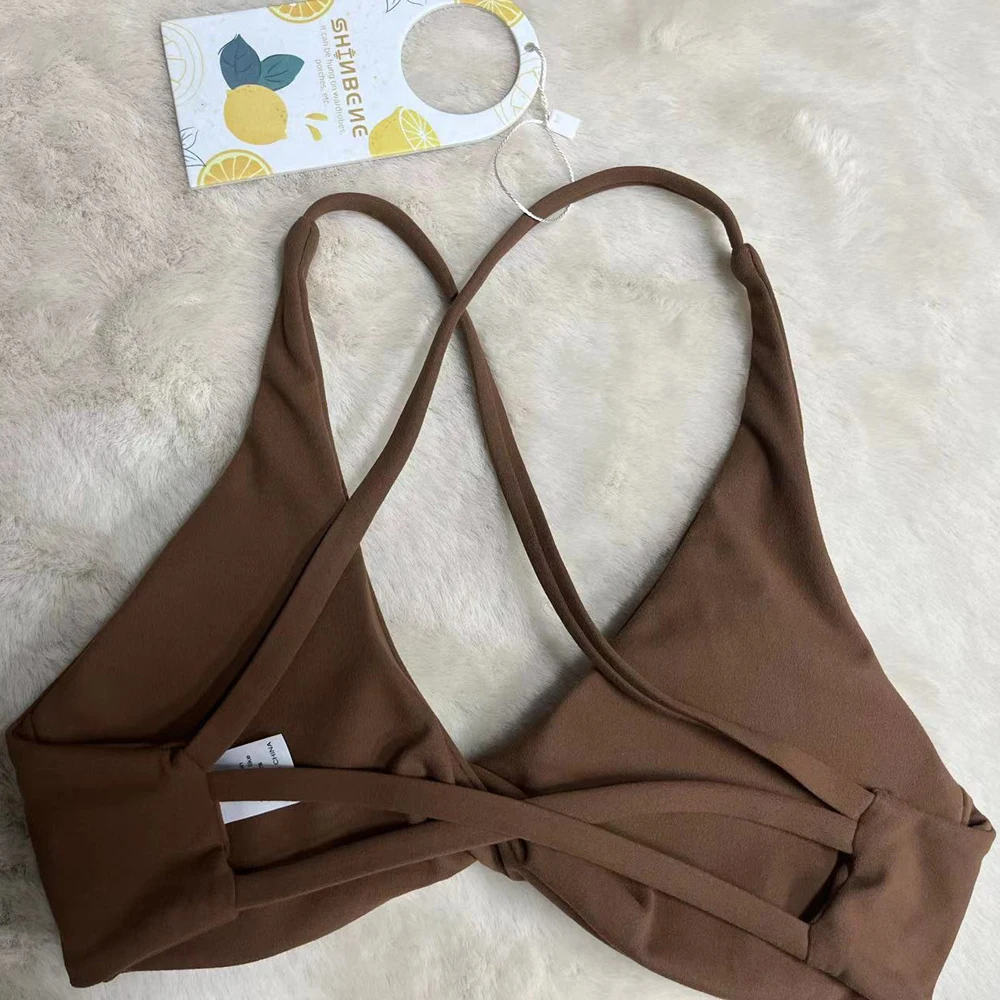SHINBENE Sujetadores deportivos acolchados con giro frontal para mujer, camiseta sin mangas corta para Yoga, sujetador de gimnasio para entrenamiento cruzado en la espalda