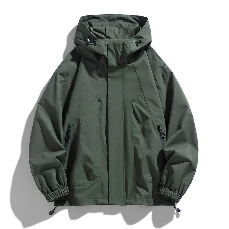 Softshell 8XL chaqueta de hombre cortavientos con capucha gabardina de gran tamaño 6XL 7XL de talla grande impermeable negro Bomber Camping abrigos finos sueltos