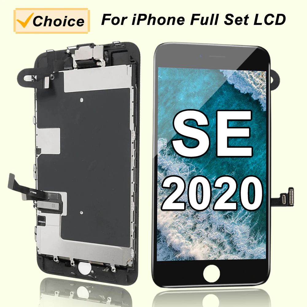 Pantalla AAA para iPhone SE 2020 SE2, juego completo de repuesto de pantalla LCD, conjunto de digitalizador táctil + cámara frontal A2275 A2298 A2296
