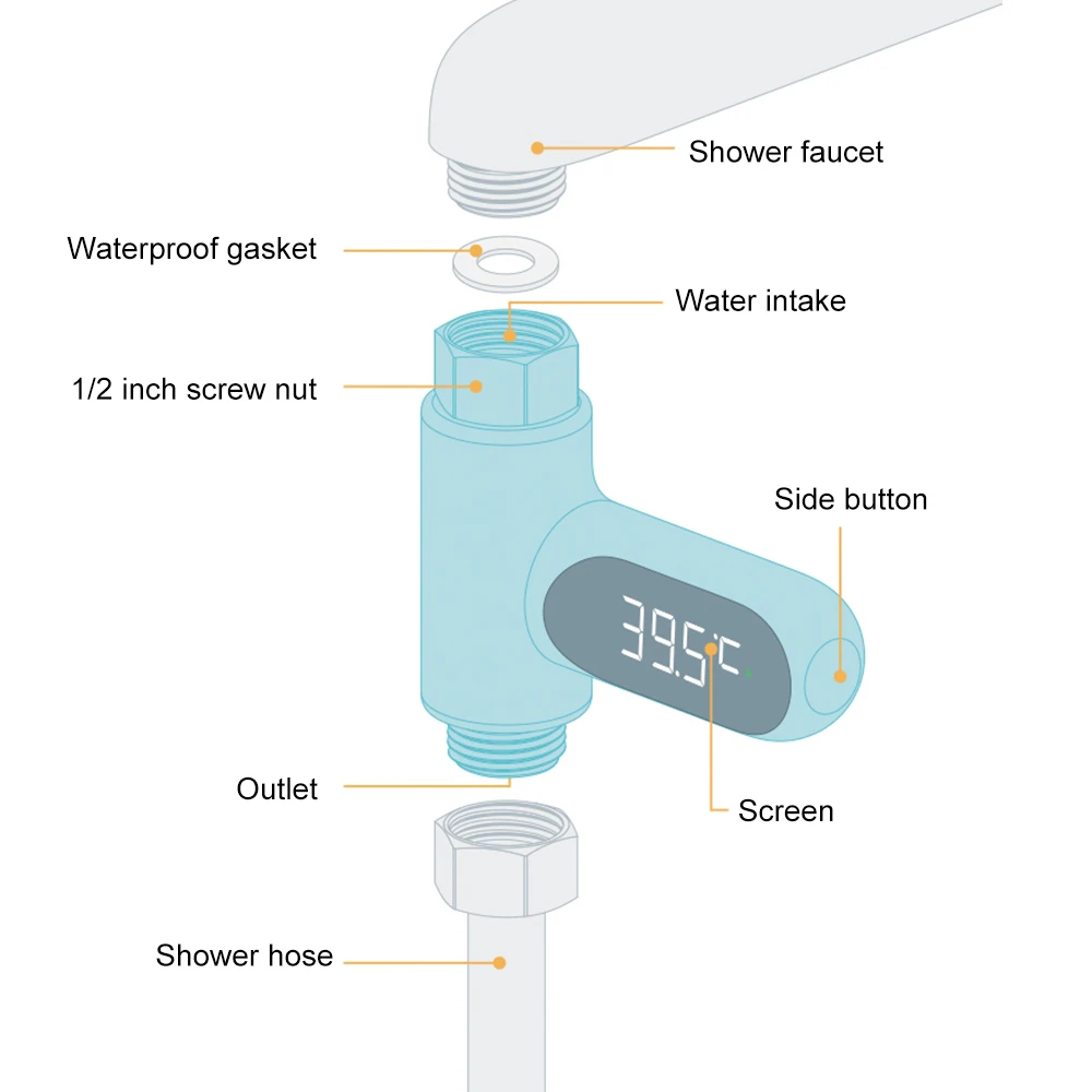 Monitor de temperatura del agua para bañera de hidromasaje, pantalla LED eléctrica para el hogar, grifos de ducha, termómetro de agua, medidor de temperatura de baño