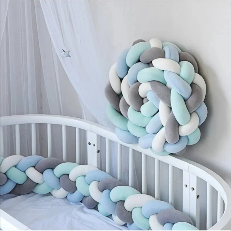 Protector de cuna para bebé de 2M y 3M, juego de cojines para cama de bebé móvil, Color azul, decoración para habitación infantil, envío gratis, 2023