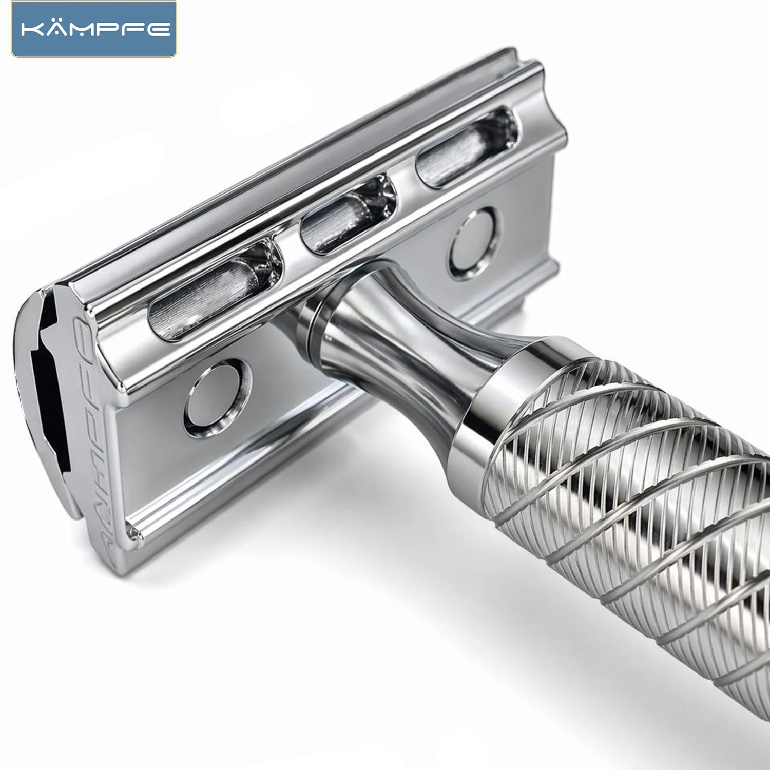KAMPFE Maquinilla de Afeitar de Seguridad Manual de Acero Inoxidable CNC con Mango, 3 Bases Intercambiables, para Afeitado Masculino, Maquinilla de Doble Filo