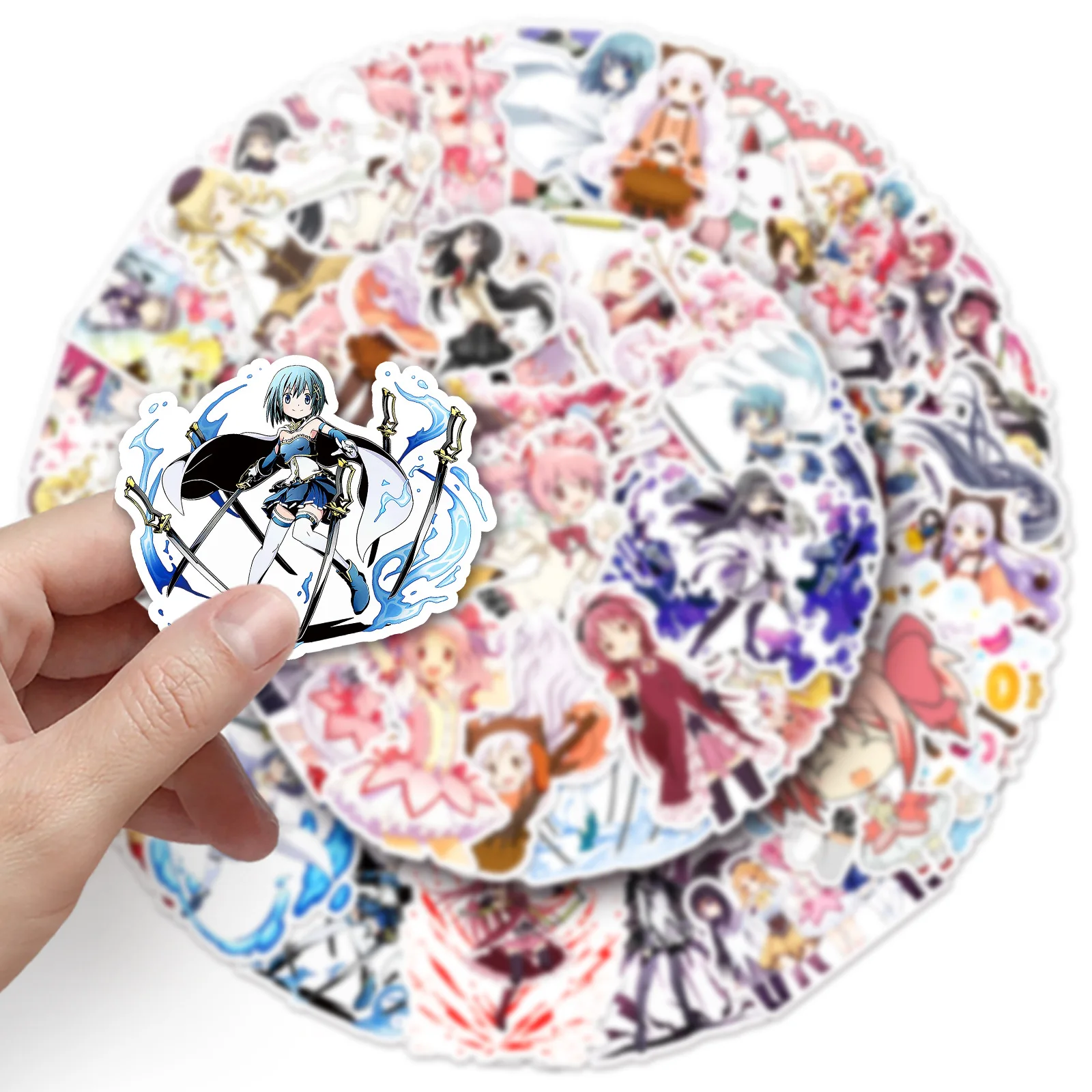 Pegatinas de Anime Puella Magi Madoka Magica, calcomanías de dibujos animados, bricolaje, equipaje de motocicleta, guitarra, monopatín, juguete divertido, 10, 30, 50 piezas