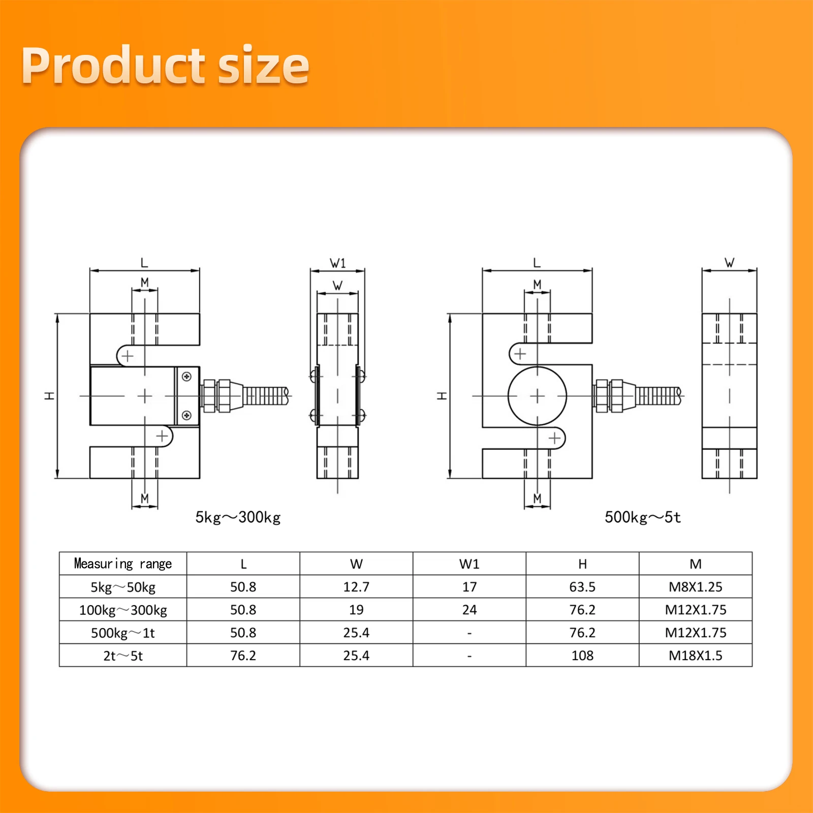 Sensor de Celda de Carga Tipo S 5KG 10KG 20KG 30KG 50KG 100KG Módulo AD HX711 Sensor de Peso Báscula Electrónica 200KG 300KG 500KG 1T 2T 3T