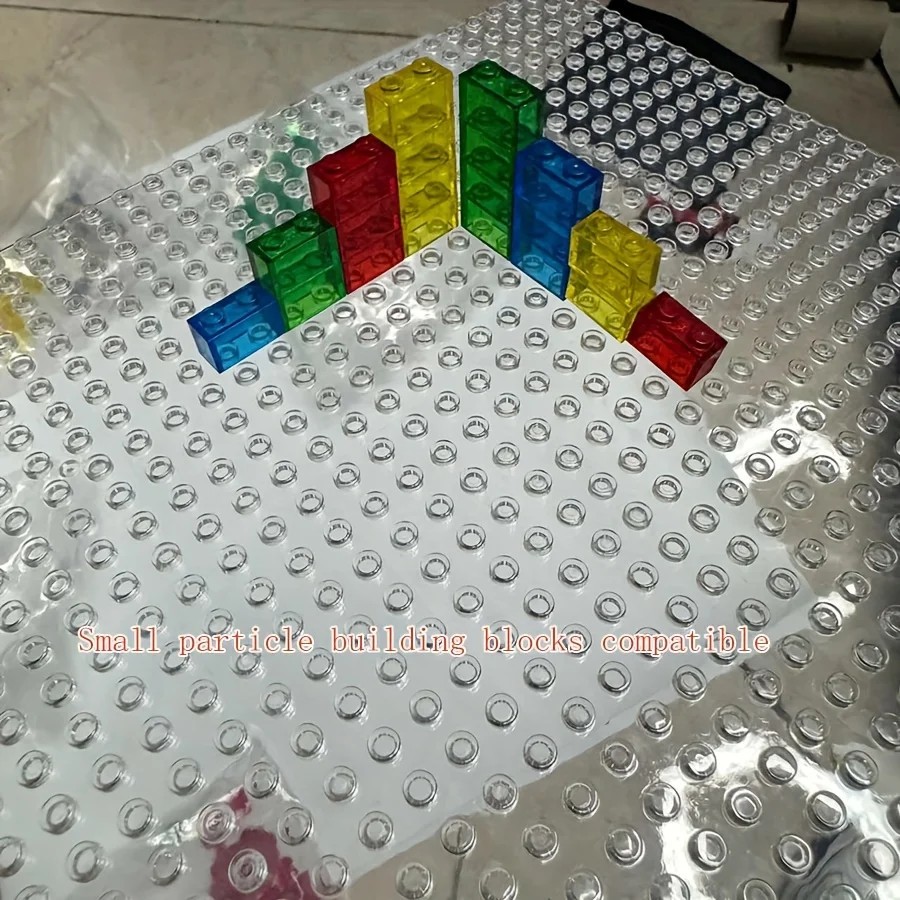 Placas base de 32x32 puntos, placa de bloques de construcción de partículas pequeñas transparentes, ladrillos DIY de un solo lado, placa de montaje de plástico ABS para niños