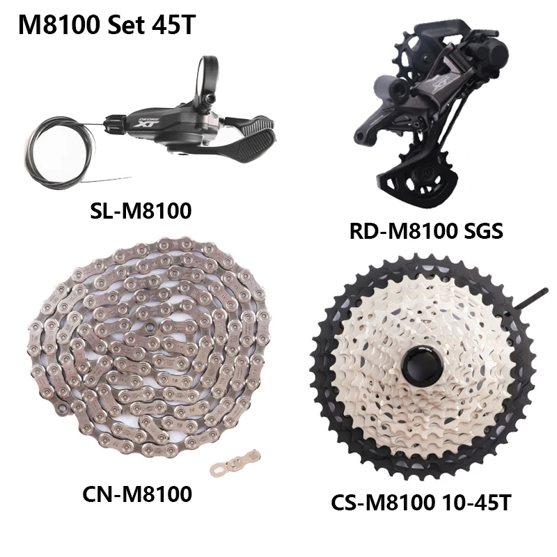 SHIMANO DEORE XT M8100 M8120 12s MTB bicicleta de montaña 12 velocidades Sunshine 45T 51T Cassette Shifter cadena desviadora trasera 4 Uds Set