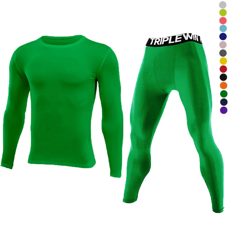 Chándales de manga larga para hombre, camiseta deportiva para gimnasio + Leggings, conjunto deportivo para correr, Yoga, esquí, baloncesto, fútbol, traje 96