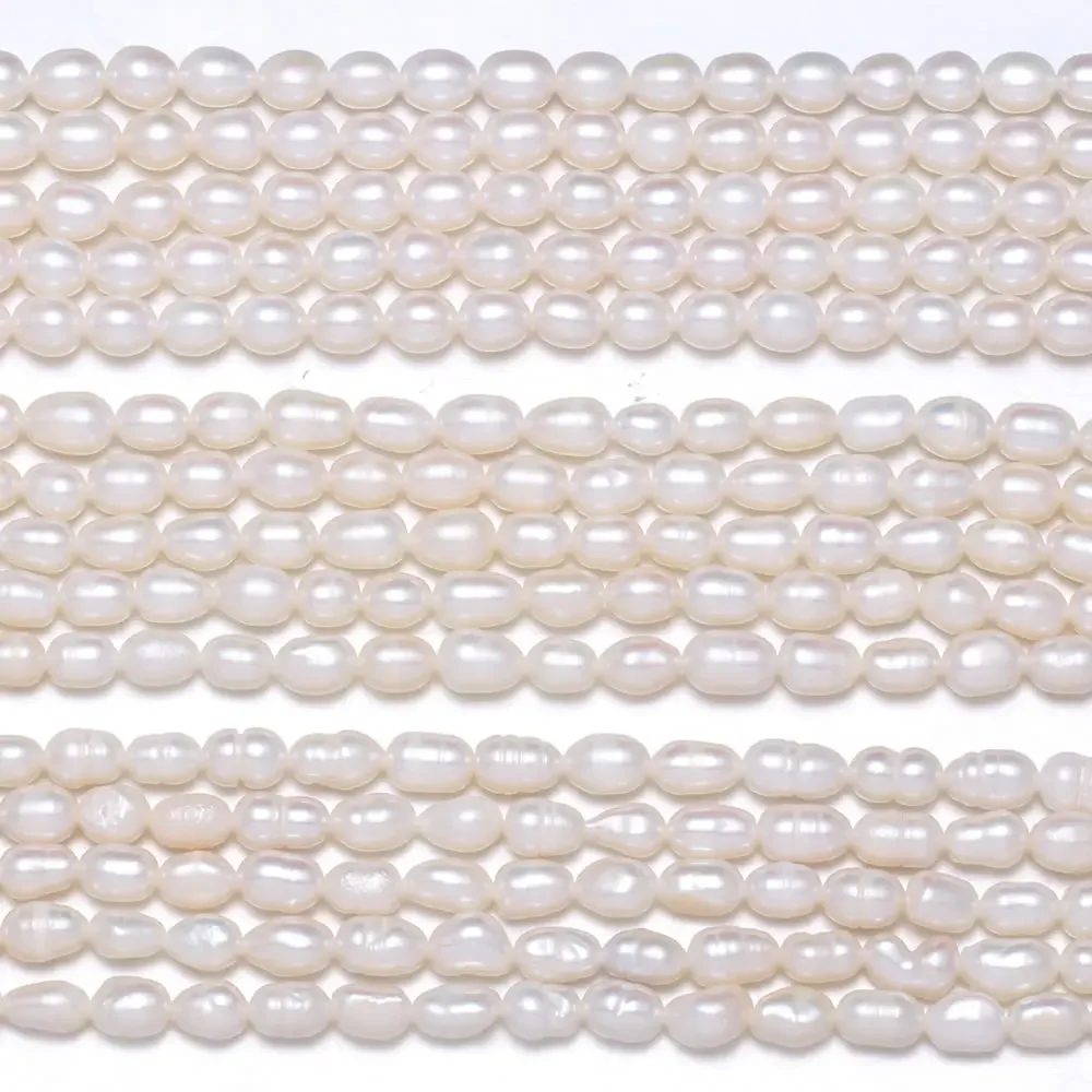 Cuentas de perlas naturales de agua dulce, cuentas sueltas con forma de arroz de alta calidad para DIY, elegante collar, pulsera, fabricación de joyas