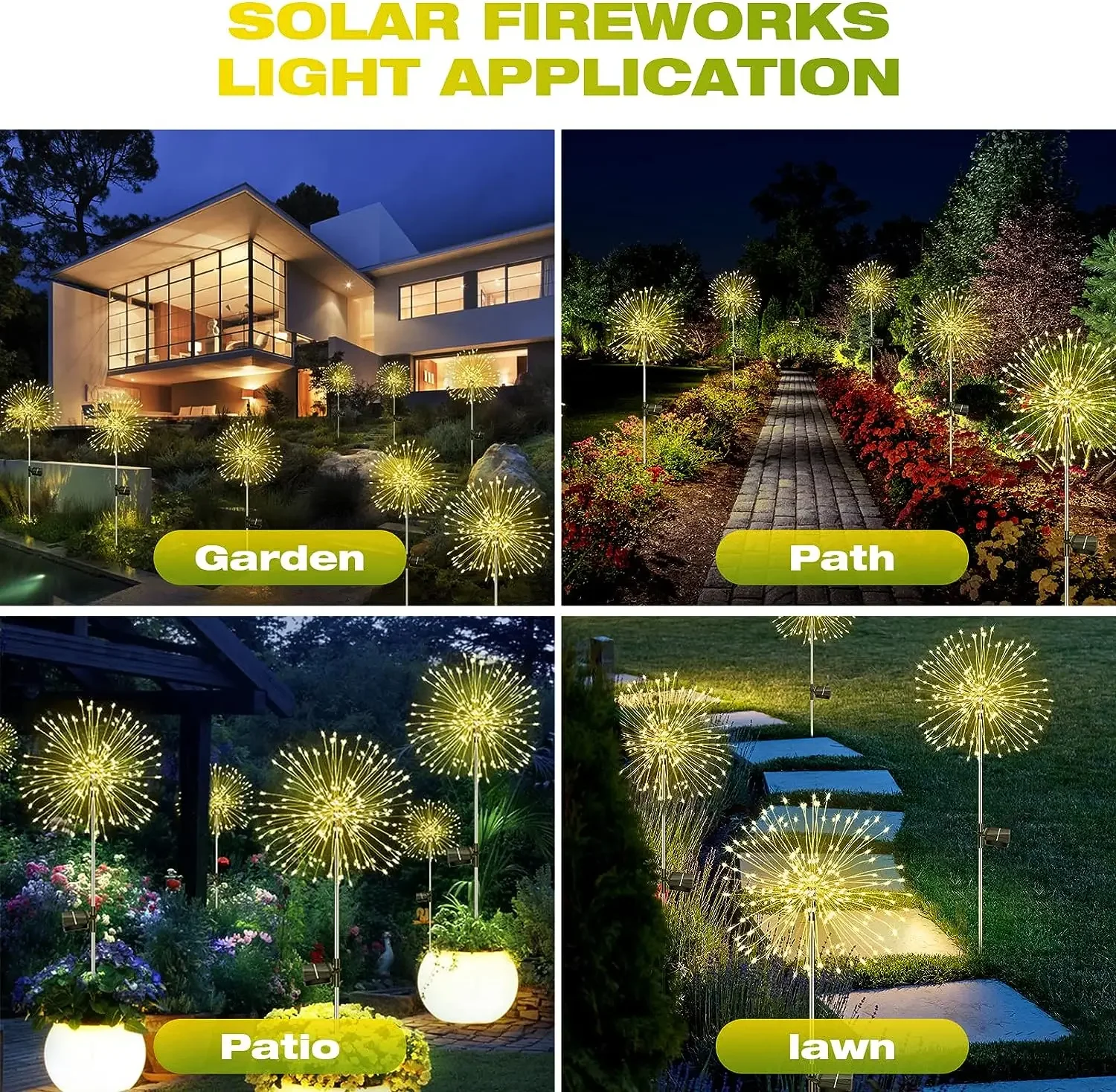 Luces LED solares de fuegos artificiales para decoración de jardín, luces de hadas impermeables para exteriores, lámpara de césped de diente de león para decoración de césped y paisaje de jardín