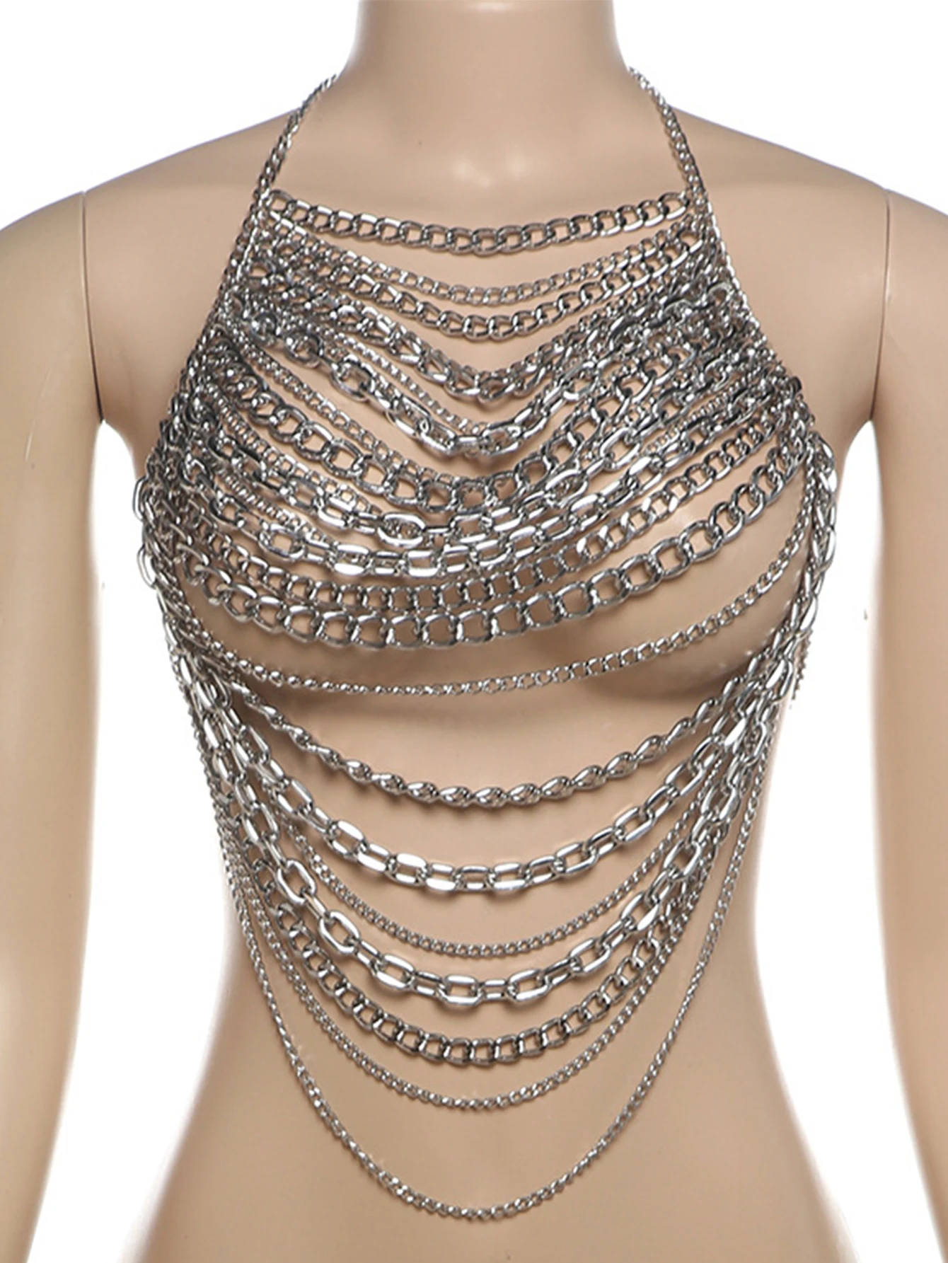 Top Corto Sexy Transparente con Cadena Metálica para Mujer, Top Halter de Verano, Ropa Femenina, Tops Cortos para Fiesta en Club, Atuendos Rave para Esposa Atrevida