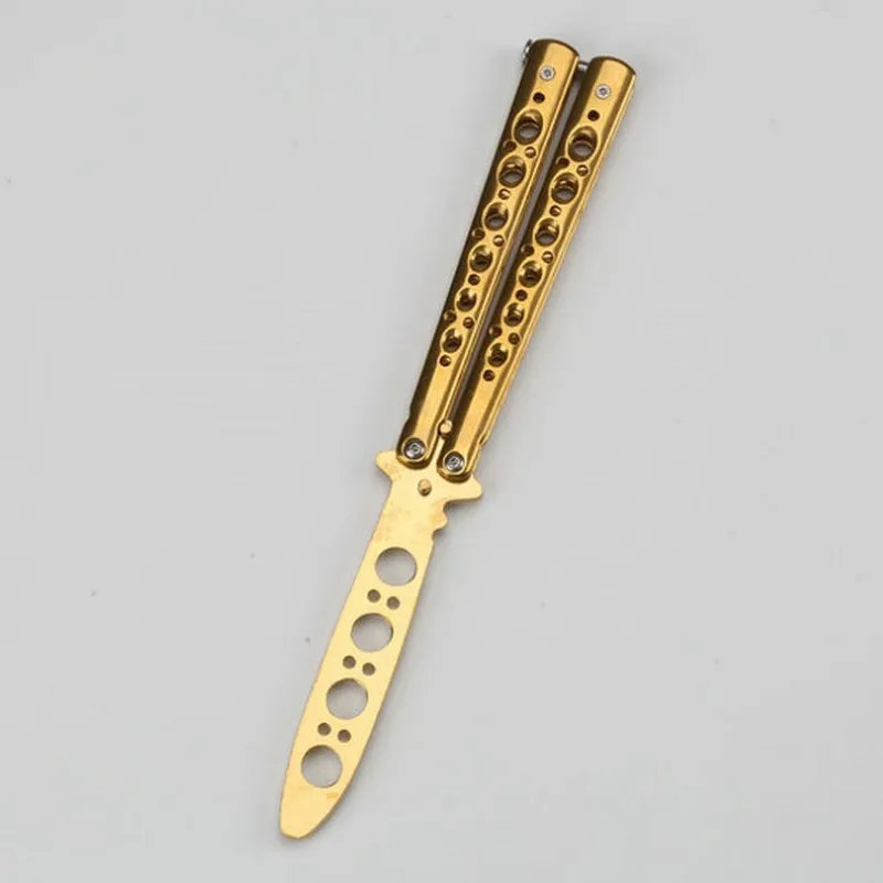 Cuchillo Mariposa Plegable Sin Afilar, Entrenador de Bolsillo Portátil de Acero Inoxidable, Herramienta de Entrenamiento para Juegos al Aire Libre, 1 Cuchillo Plegable