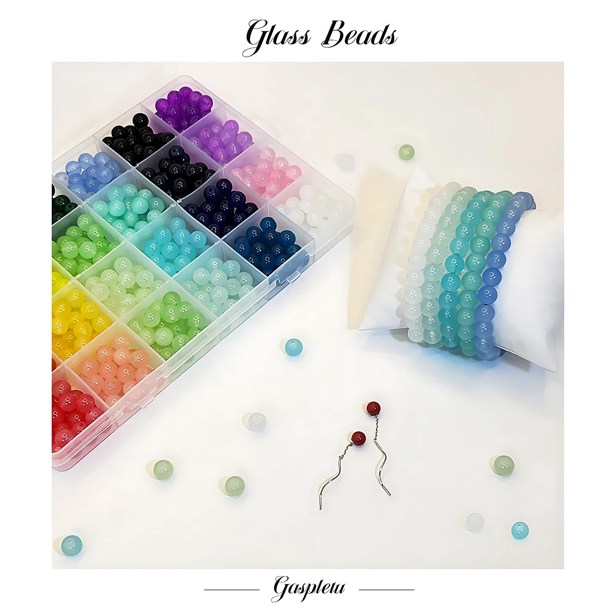 Kit para hacer pulseras de cuentas de cristal de 24 colores y 8 mm, 360/480/720 piezas, cuentas redondas de vidrio para joyería, adecuadas para manualidades
