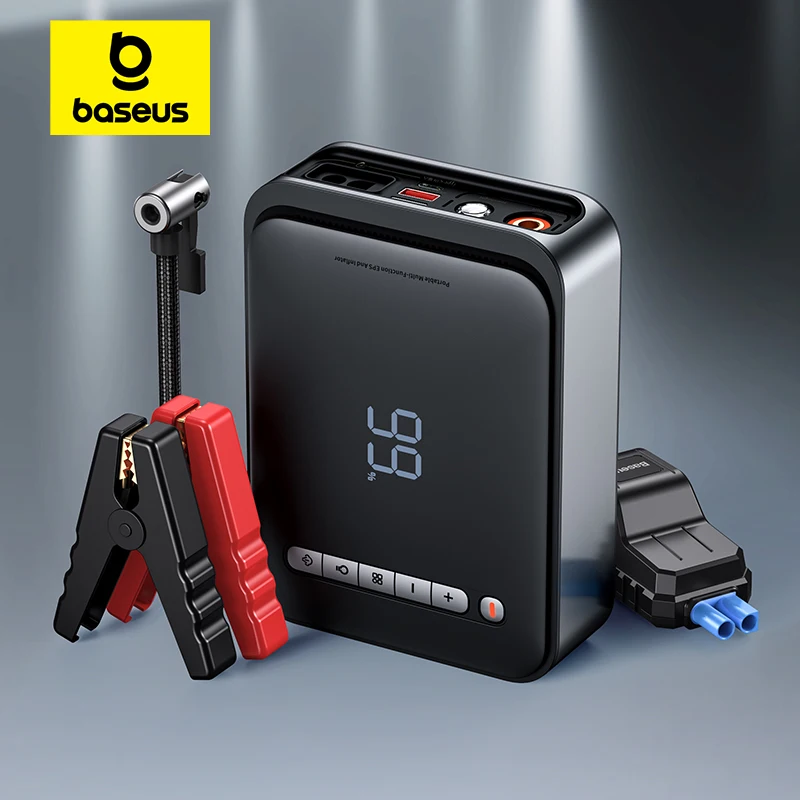 Baseus 2 en 1 arrancador de batería de coche banco de energía compresor de aire bomba infladora 1000A estación de energía portátil refuerzo de cargador de batería de coche