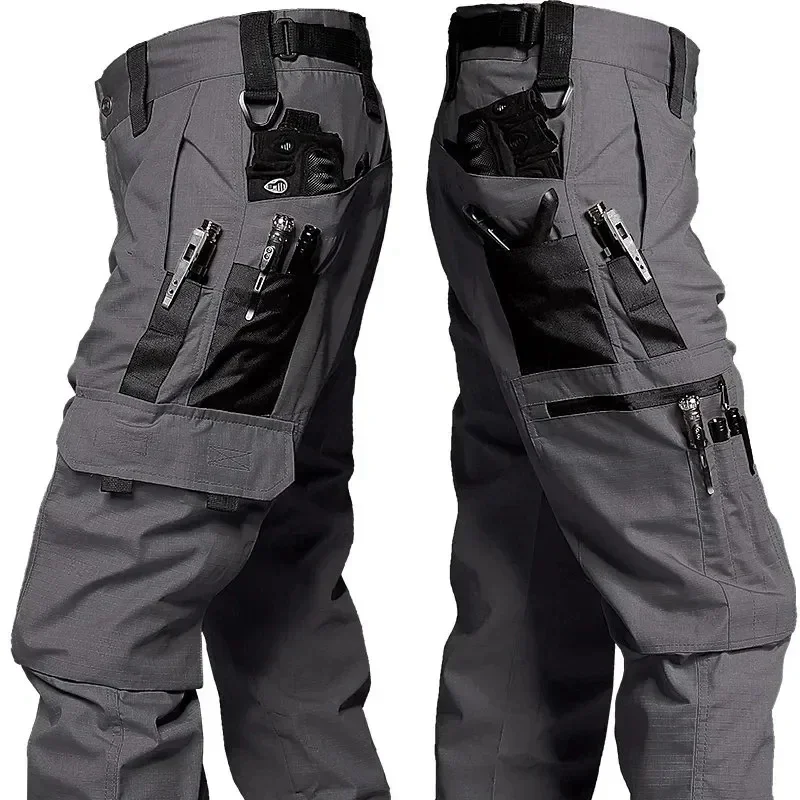 Nuevos pantalones de trabajo tácticos para hombre, pantalones Cargo informales impermeables para exteriores, pantalones de adiestramiento al aire libre resistentes al desgaste con múltiples bolsillos, 2/1 Uds.