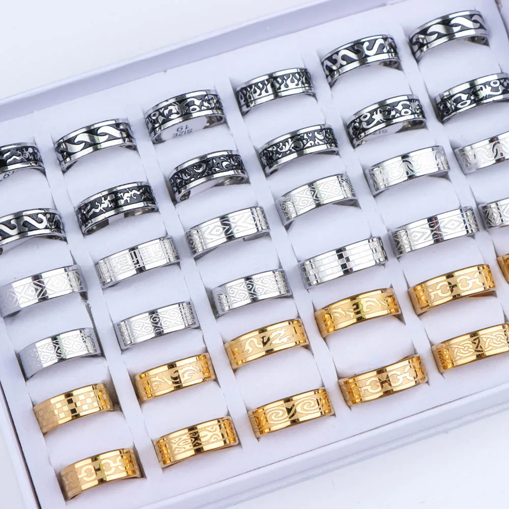 10 unids/lote, venta al por mayor, anillo Simple de acero inoxidable a la moda para hombres y mujeres, joyería Punk hermosa de moda, regalos de fiesta de cumpleaños Vintage