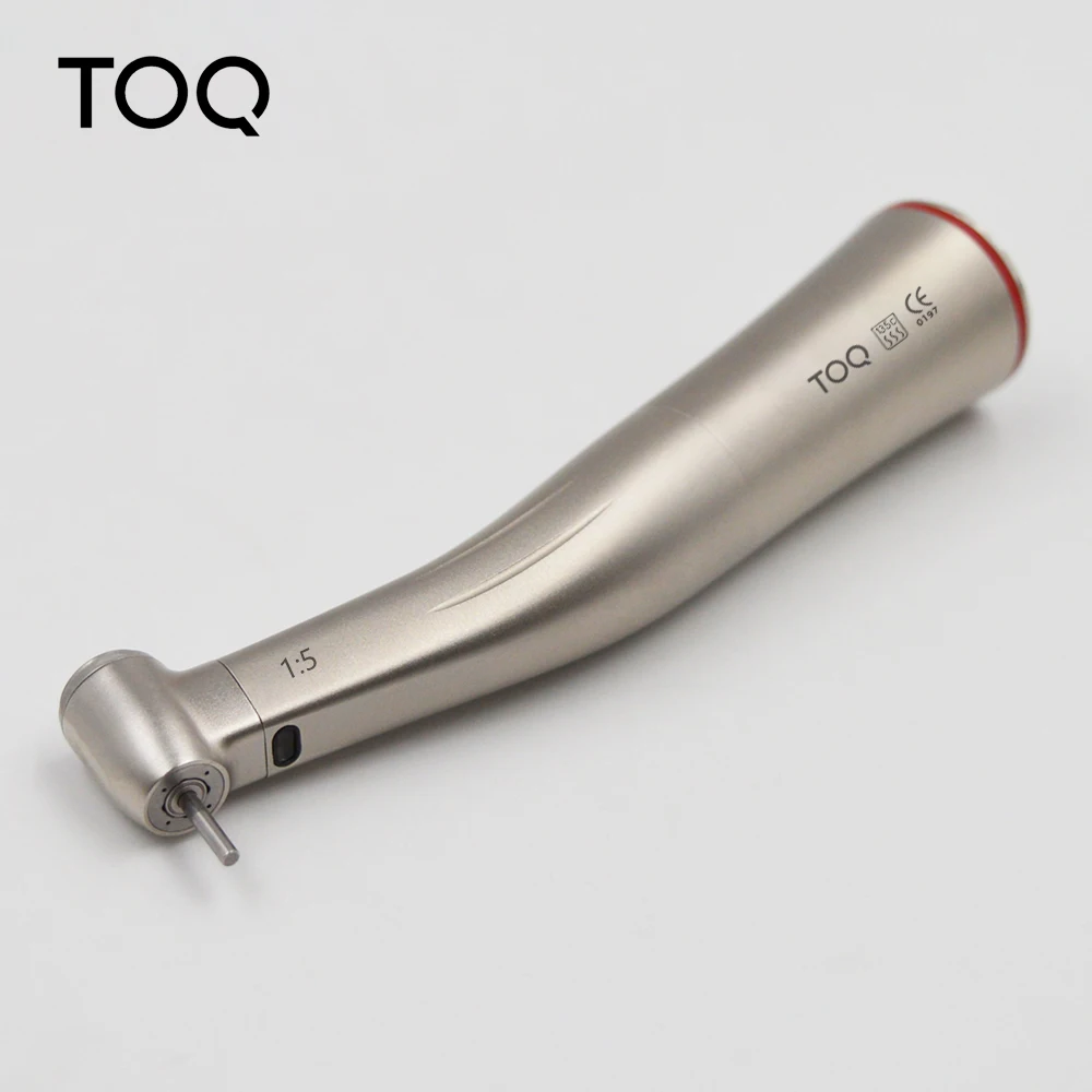 TOQ Dental Contra-ángulo de Fibra Óptica con Anillo Rojo, Relación de Aumento 1:5, con Botón de Presión, Herramienta Dental para Dentistas