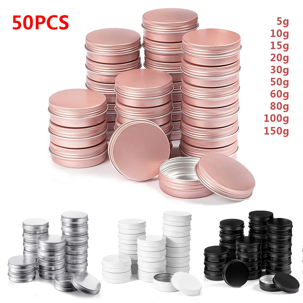 50 Uds 5g 10g 15g 20g 30g 50g 60g 80g 100g tarros de aluminio de estaño Metal vacío cosmético cuidado de la cara crema de ojos bálsamo labial brillo embalaje